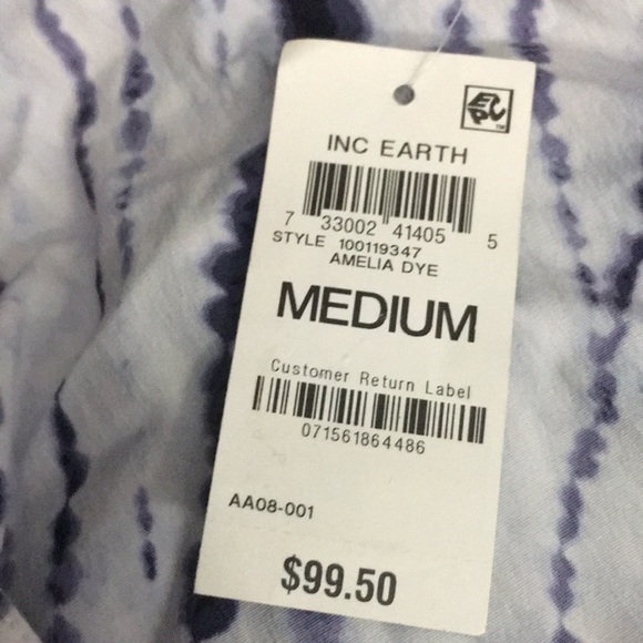 INC Earth Printed Raw-Edge Halter Dress new with Tag Size M. - Picture 3 of 3